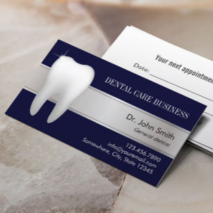 Dentale Office Professional Navy Blue Dentist Afsprakenkaartje