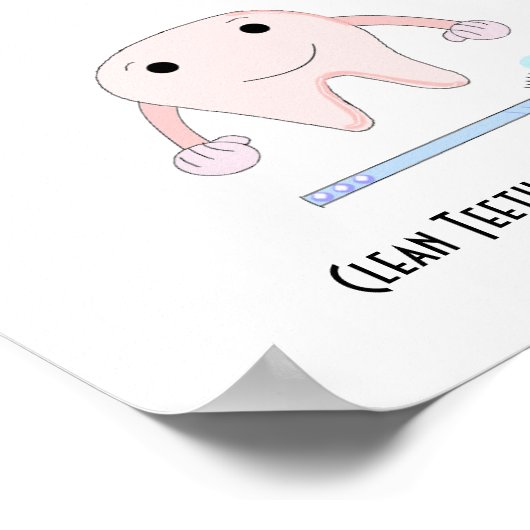 Dentale slogan met roze tand en tandenborstel poster (Hoek)