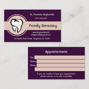 Dentale witte tand op Bleek gele streep Afsprakenkaartje