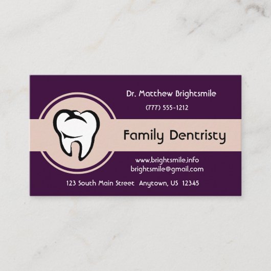 Dentale witte tand op Bleek gele streep Afsprakenkaartje (Voorkant)