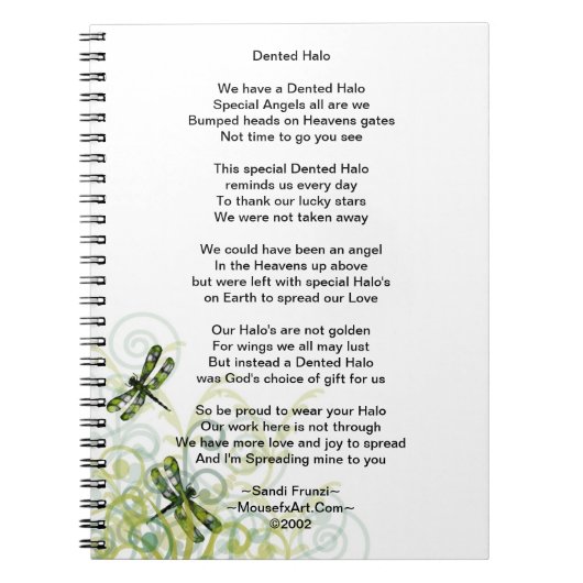 Dented Halo Poem Brain Surgery Notebook Notitieboek (Voorkant)