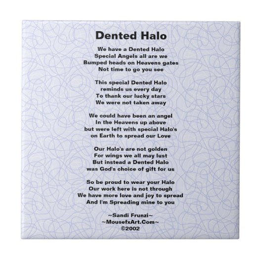 Dented Halo Poem Brain Surgery Tile Tegeltje (Voorkant)