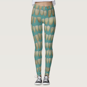 Dentententest op de blauwe tandheelkundige tandhee leggings