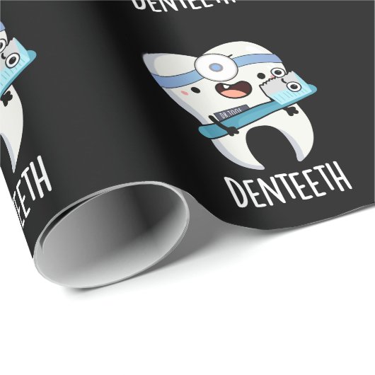 Denteth Grappige Tanden Pun Donker BG Cadeaupapier (Rol Hoek)