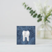 Dentist 3D White Tooth Dental Clinic Blue Floral Vierkante Visitekaartje (Staand voorkant)