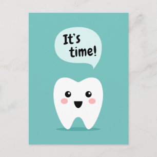 Dentist-afspraak herinnering kawaii tand briefkaart