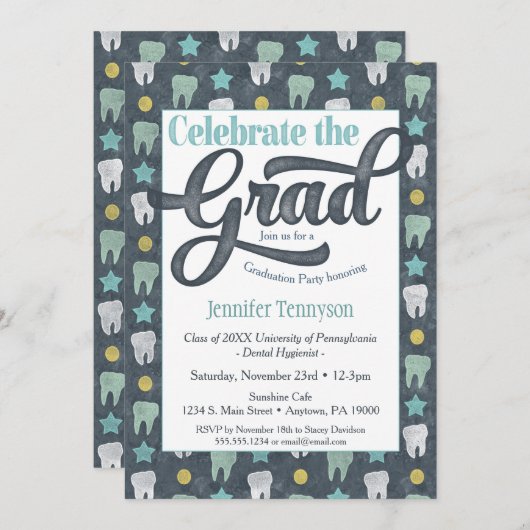 Dentist Afstuderen Uitnodiging tandheelkundige ver (Voorkant / Achterkant)