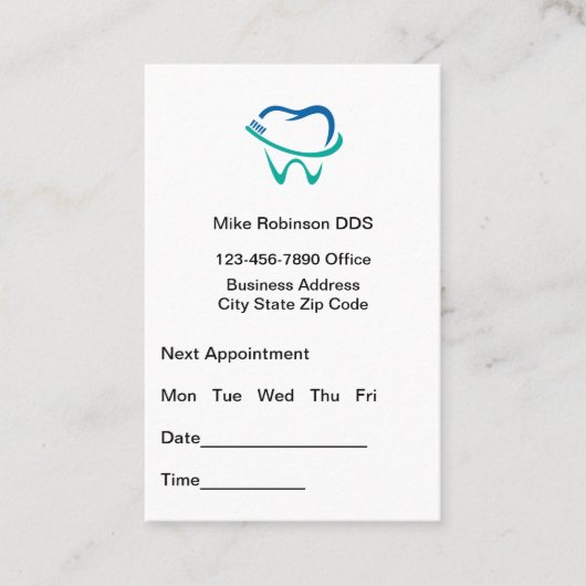 Dentist Appointment And Tooth Chart Busines Visitekaartje (Voorkant)