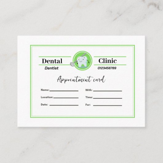 Dentist Appointment Card Afsprakenkaartje (Voorkant)