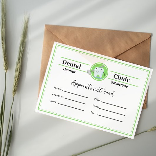 Dentist Appointment Card Afsprakenkaartje