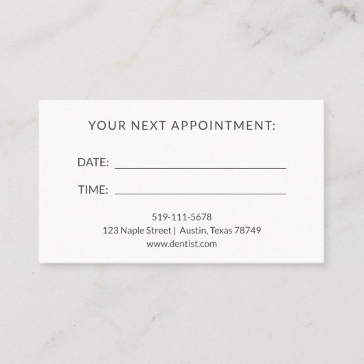 Dentist Appointment Card Visitekaartje (Voorkant)