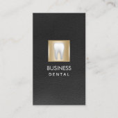 Dentist Appointment Elegant Black Leather Dental Afsprakenkaartje (Voorkant)