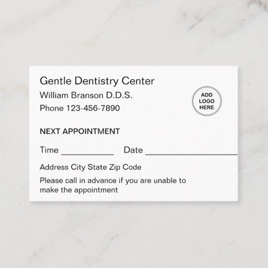 Dentist Appointment Logo Referral Visitekaartjes (Voorkant)