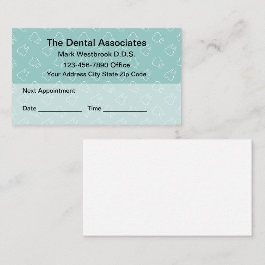 Dentist Appointment Modern Tooth Pattern Visitekaartje (Voorkant / Achterkant)