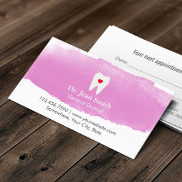Dentist Appointment Tooth Heart Waterverf tandheel Afsprakenkaartje