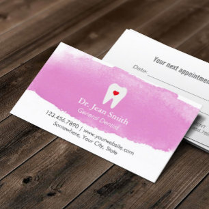 Dentist Appointment Tooth Heart Waterverf tandheel Afsprakenkaartje
