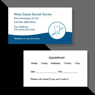 Dentist Appointment Two Side Visitekaartjes