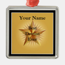 Dentist Best Ever Gold Star Premium-Ornament Metalen Ornament