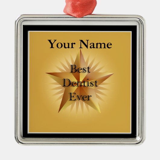 Dentist Best Ever Gold Star Premium-Ornament Metalen Ornament (Voorkant)