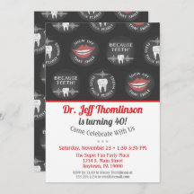 Dentist Birthday Invitation Chalk Dental Party