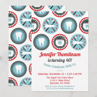 Dentist Birthday Invitation Dental Hygienist Party Kaart