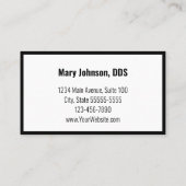 Dentist Black en White Appointment Herinder Kaart Afsprakenkaartje (Achterkant)