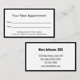 Dentist Black en White Appointment Herinder Kaart Afsprakenkaartje
