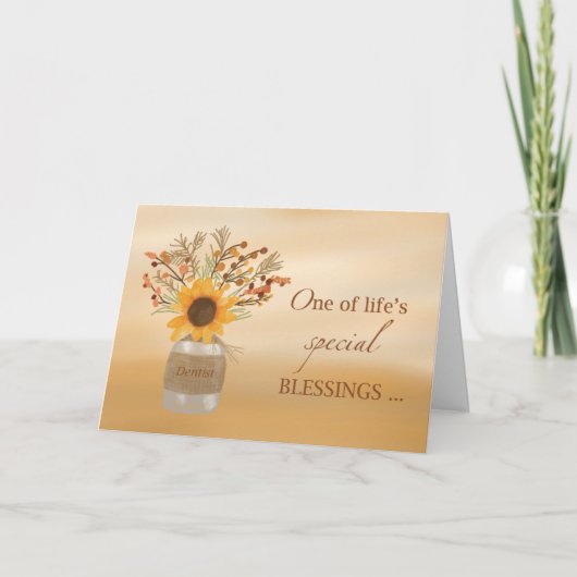 Dentist Blessings bij Thanksgiving Zonnebloem Kaart (Voorkant)