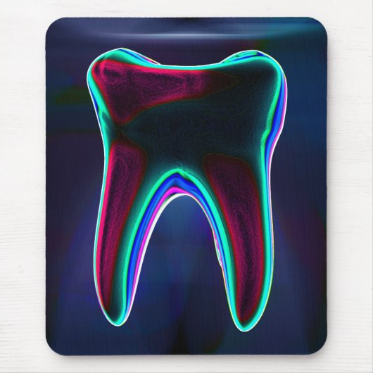 Dentist Blue Glowing Tooth Mousepad Muismat (Voorkant)