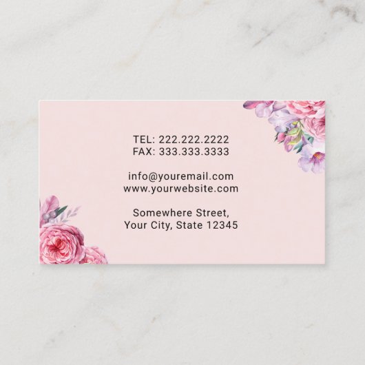 Dentist Blush Pink Floral Gold Tooth tandheelkundi Visitekaartje (Achterkant)