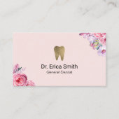 Dentist Blush Pink Floral Gold Tooth tandheelkundi Visitekaartje (Voorkant)