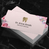Dentist Blush Pink Floral Gold Tooth tandheelkundi Visitekaartje