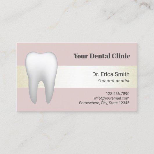 Dentist Blush Pink & Ivory Dental Appointment Afsprakenkaartje (Voorkant)