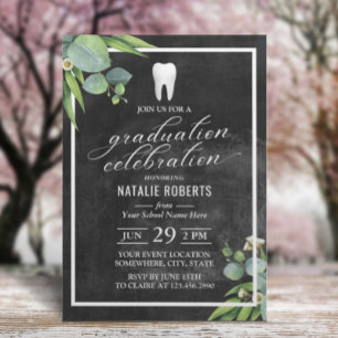 Dentist Botanische Foliage ChalkboardAfstuderen Kaart