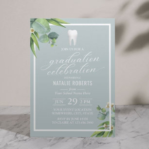 Dentist Botanische Foliage Elegant Graduation Part Kaart