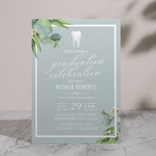 Dentist Botanische Foliage Elegant Graduation Part Kaart