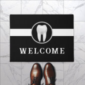 Dentist Bright Tooth Plain Black Dental Office Deurmat