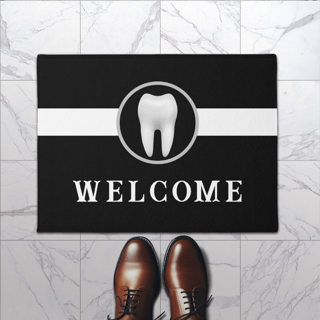 Dentist Bright Tooth Plain Black Dental Office Deurmat (Creator heeft geüpload)
