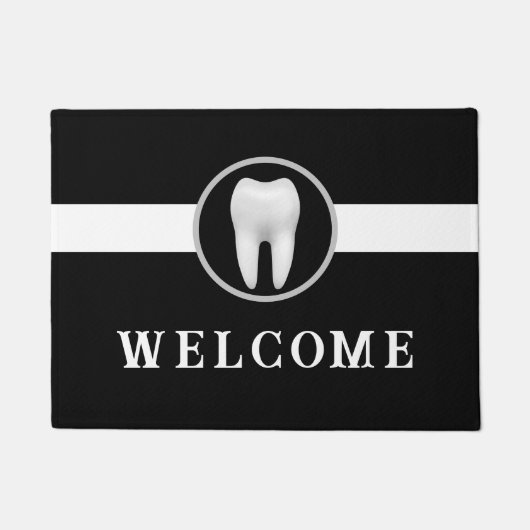 Dentist Bright Tooth Plain Black Dental Office Deurmat (Voorkant)