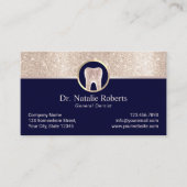 Dentist Chic Gold Border Tooth Logo Navy Dental Afsprakenkaartje (Voorkant)