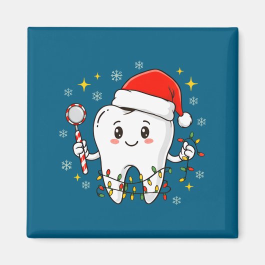 Dentist Christmas Teeth Xmas Lights Funny Dental S Magneet (Voorkant)