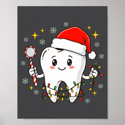 Dentist Christmas Teeth Xmas Lights Funny Dental S Poster (Voorkant)