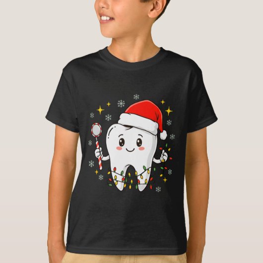 Dentist Christmas Teeth Xmas Lights Funny Dental S T-shirt (Voorkant)