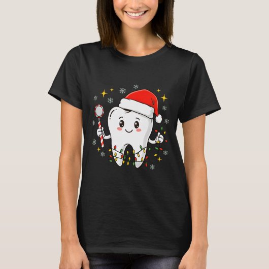 Dentist Christmas Teeth Xmas Lights Funny Dental S T-shirt (Voorkant)