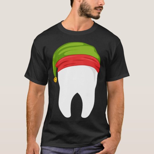 Dentist Christmas tooth Dental with Elf hat T-shirt (Voorkant)