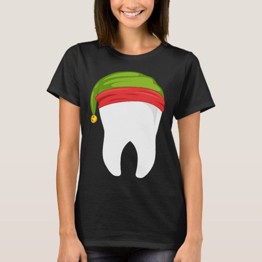 Dentist Christmas  tooth Dental  with Elf hat T-shirt (Voorkant)