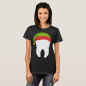 Dentist Christmas  tooth Dental  with Elf hat T-shirt (Voorkant volledig)