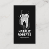 Dentist Creative Shiny Tooth Dental Office Black Visitekaartje (Voorkant)