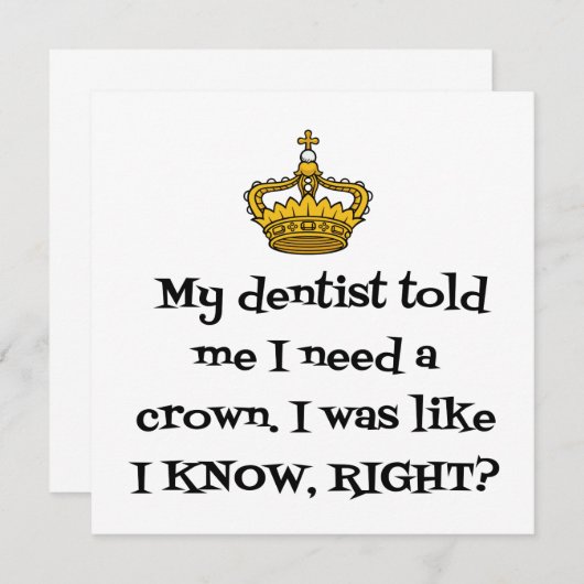 DENTIST CROWN BEDANKKAART (Voorkant / Achterkant)