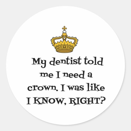 DENTIST CROWN RONDE STICKER (Voorkant)